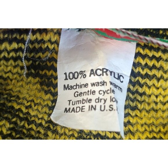 Vintage Stefano Sportswear Womens L V Neck Sweater Retro Paisley Black Yellow - Picture 6 of 7